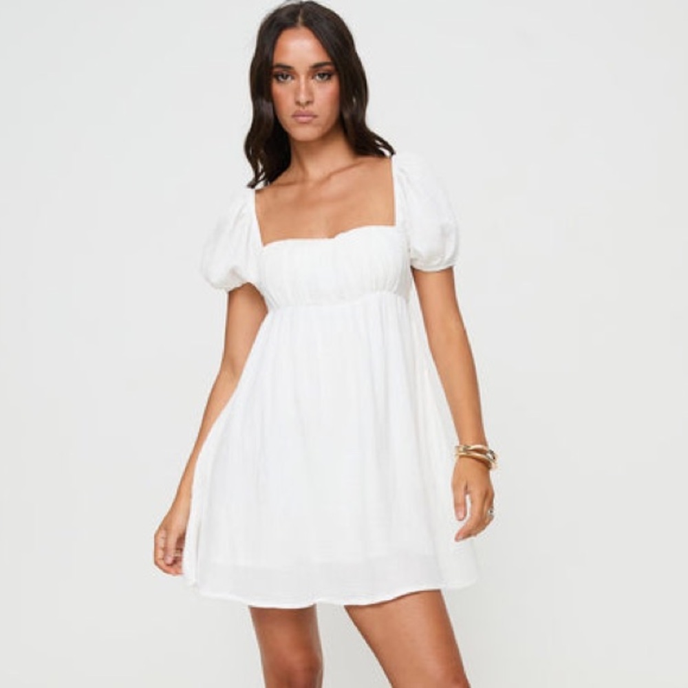 Princess Polly Let's Dance 100% Cotton Puff Sleeve Mini White Dress Size 6 NWOT - Picture 10 of 15